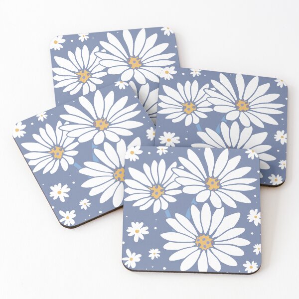 Item preview, White Daisy Floral Pattern Soft Blue Botanical Flower designed and sold by JRRTs.