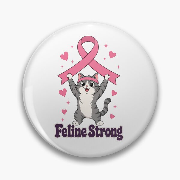 Item preview, Feline Strong - Breast Cancer Awareness Cat Pink Ribbon designed and sold by MIRAJIL.