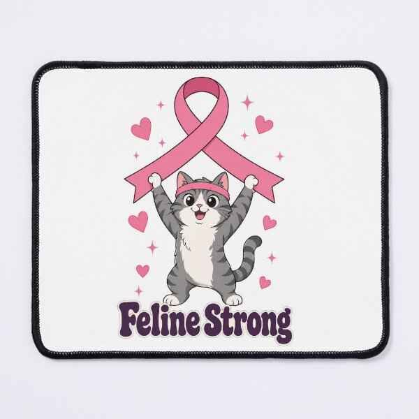 Item preview, Feline Strong - Breast Cancer Awareness Cat Pink Ribbon designed and sold by MIRAJIL.