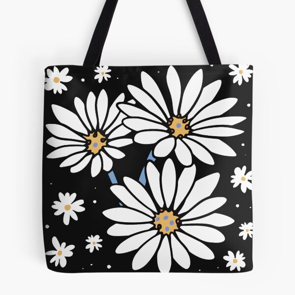 Item preview, White Daisy Floral Pattern Bold Black Botanical Flower designed and sold by JRRTs.