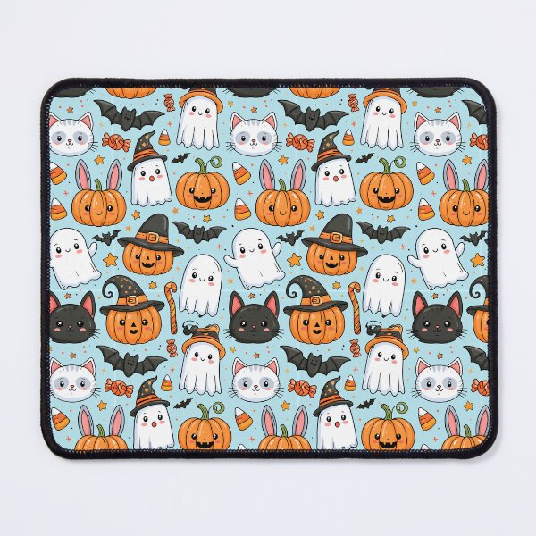 Item preview, Whimsically Cute Halloween Pattern with Ghosts Cats Bats and Pumpkins designed and sold by Derek Gillette.