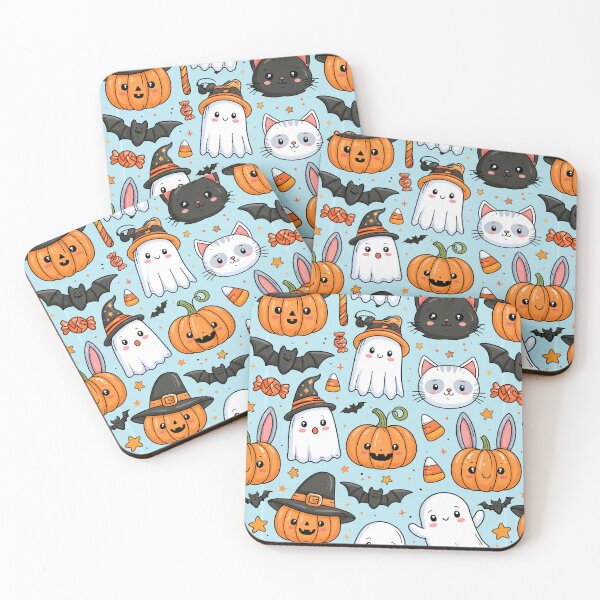 Item preview, Whimsically Cute Halloween Pattern with Ghosts Cats Bats and Pumpkins designed and sold by Derek Gillette.