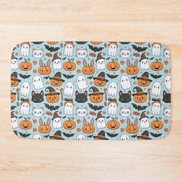 Item preview, Whimsically Cute Halloween Pattern with Ghosts Cats Bats and Pumpkins designed and sold by Derek Gillette.
