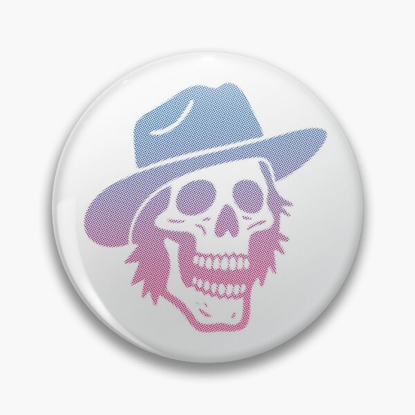 Item preview, Blue Sunset Cowboy Tex Halftone Skull  Glitch Art designed and sold by Sherihdesigns.