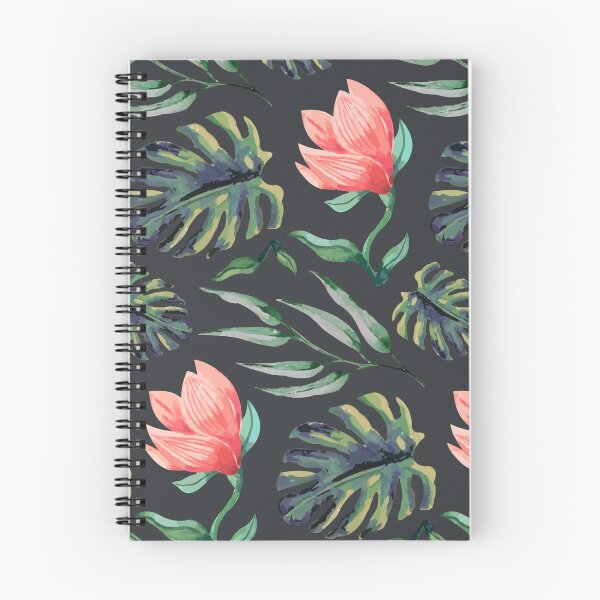 Item preview, Tropical Floral Pattern Watercolor Monstera Leaves & Coral Flowers designed and sold by JRRTs.