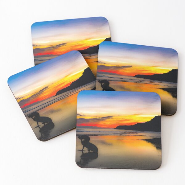 Item preview, Surfer Silhouette at Vibrant Beach Sunset designed and sold by MooTravels.