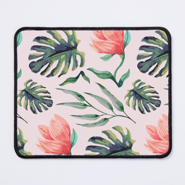 Item preview, Tropical Floral Pattern Watercolor Monstera Leaves & Coral Flowers designed and sold by JRRTs.