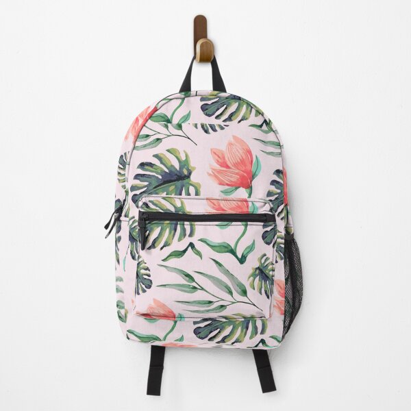 Item preview, Tropical Floral Pattern Watercolor Monstera Leaves & Coral Flowers designed and sold by JRRTs.