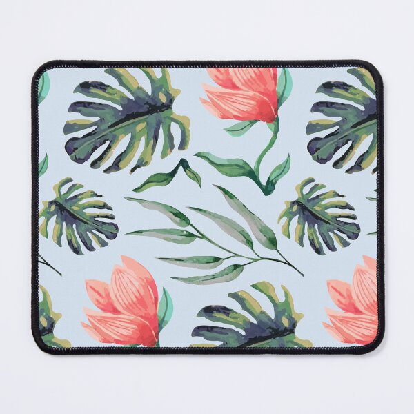 Item preview, Tropical Floral Pattern Watercolor Monstera Leaves & Coral Flowers designed and sold by JRRTs.