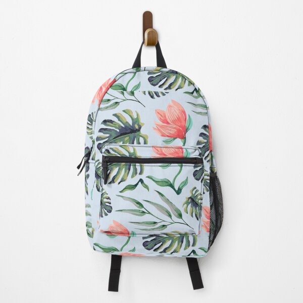 Item preview, Tropical Floral Pattern Watercolor Monstera Leaves & Coral Flowers designed and sold by JRRTs.