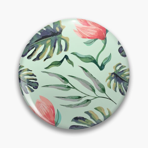 Item preview, Tropical Floral Pattern Watercolor Monstera Leaves & Coral Flowers designed and sold by JRRTs.