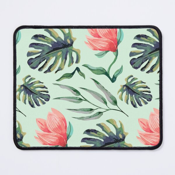 Item preview, Tropical Floral Pattern Watercolor Monstera Leaves & Coral Flowers designed and sold by JRRTs.