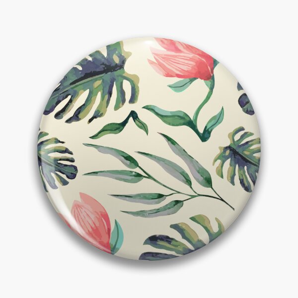 Item preview, Tropical Floral Pattern Watercolor Monstera Leaves & Coral Flowers designed and sold by JRRTs.
