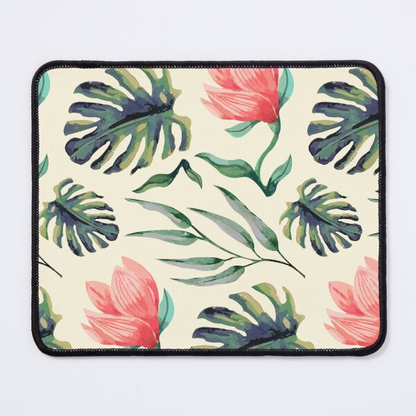 Item preview, Tropical Floral Pattern Watercolor Monstera Leaves & Coral Flowers designed and sold by JRRTs.
