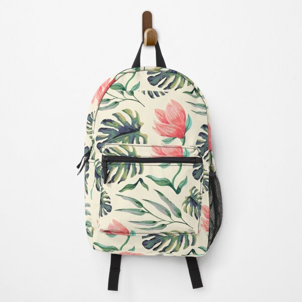 Item preview, Tropical Floral Pattern Watercolor Monstera Leaves & Coral Flowers designed and sold by JRRTs.