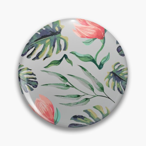 Item preview, Tropical Floral Pattern Watercolor Monstera Leaves & Coral Flowers designed and sold by JRRTs.