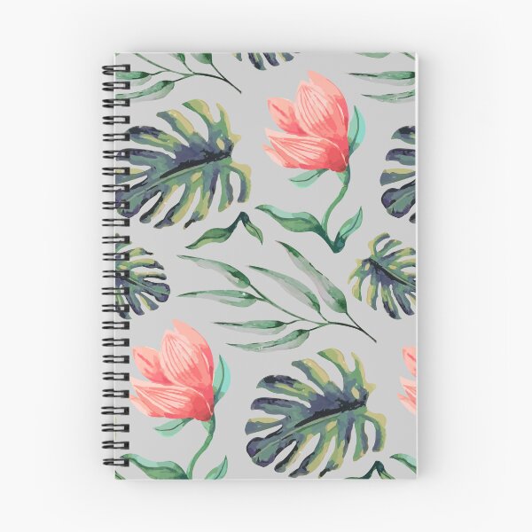 Item preview, Tropical Floral Pattern Watercolor Monstera Leaves & Coral Flowers designed and sold by JRRTs.