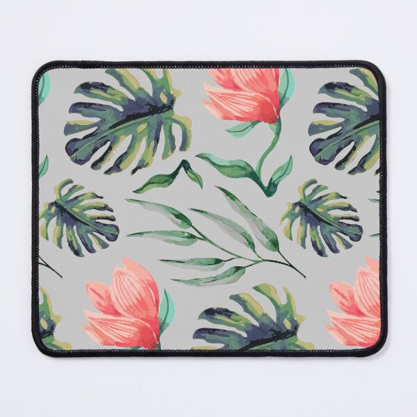 Item preview, Tropical Floral Pattern Watercolor Monstera Leaves & Coral Flowers designed and sold by JRRTs.