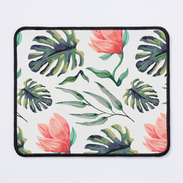 Item preview, Tropical Floral Pattern Watercolor Monstera Leaves & Coral Flowers designed and sold by JRRTs.