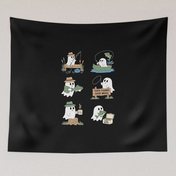 Item preview, Gone Fishing Cute Ghost – Funny Fisherman Lake Life Art designed and sold by jkrphoto.