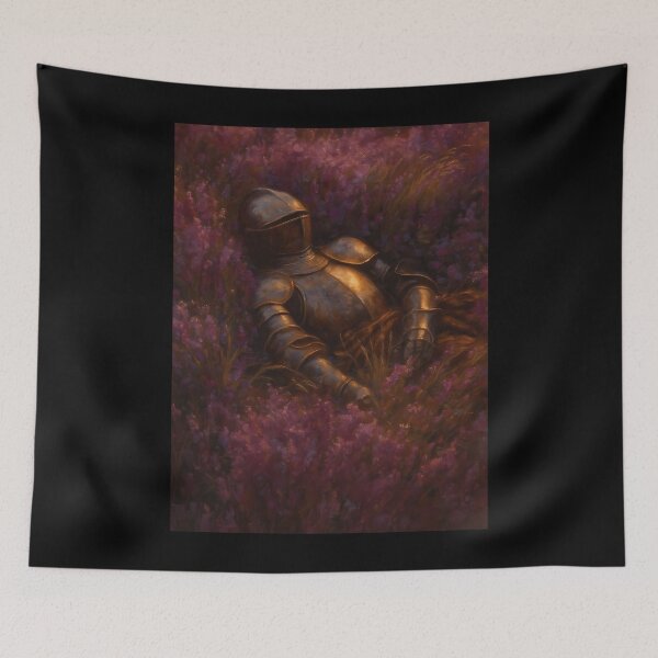 Item preview, Gothic Knight in Lavender Field – Romantic Dark Fantasy Artwork designed and sold by CarmelaSam.