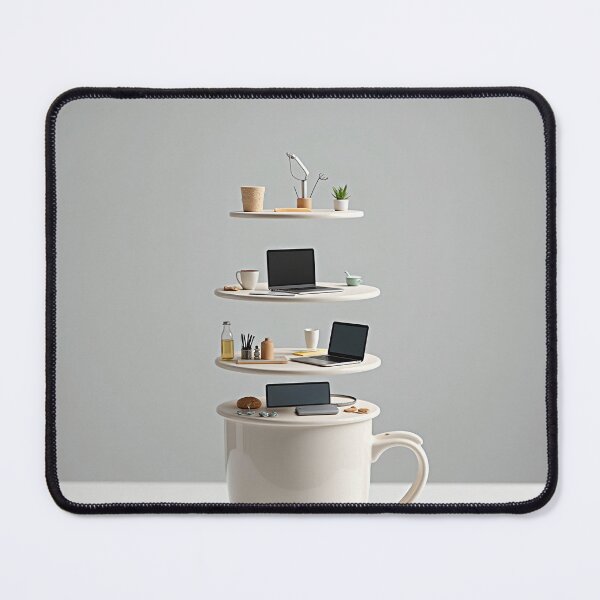 Item preview, Surreal Floating Workspace Inside Coffee Cup designed and sold by profustock.