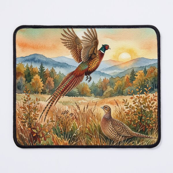 Item preview, Autumn Pheasant Pair. Watercolor art designed and sold by TammyHunterArt.