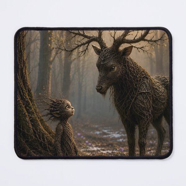 Item preview, Forest Spirit Meeting an Antlered Woodland Creature designed and sold by JUTElCONIC.