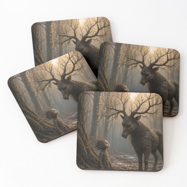 Item preview, Forest Spirit Meeting an Antlered Woodland Creature designed and sold by JUTElCONIC.