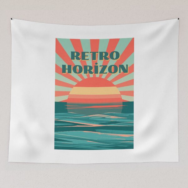 Item preview, Retro Horizon Sunset - Vintage Coastal Beach Wave Poster designed and sold by asliberry.