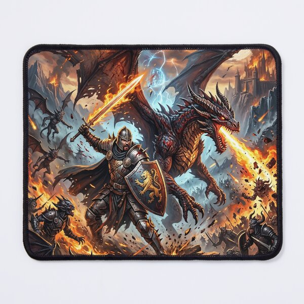 Item preview, Knight and Dragon - Epic Fantasy Battle Art designed and sold by Lucid Dream Pixel.