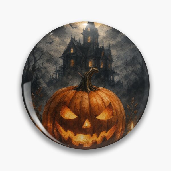 Item preview, Gothic Haunted House Halloween Pumpkin Art designed and sold by VibePrintsHub.