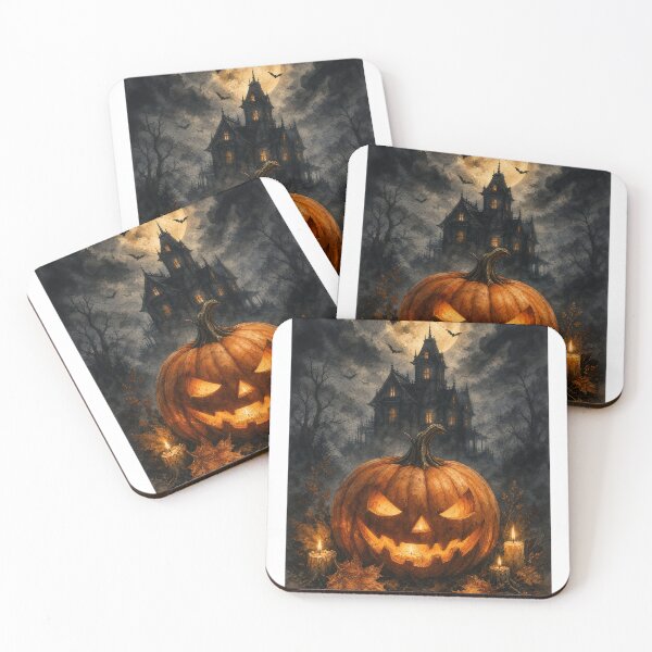 Item preview, Gothic Haunted House Halloween Pumpkin Art designed and sold by VibePrintsHub.
