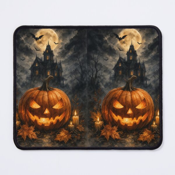 Item preview, Gothic Haunted House Halloween Pumpkin Art designed and sold by VibePrintsHub.