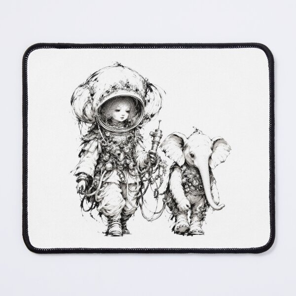 Item preview, Astronaut Girl and Elephant Ink Art designed and sold by GorinART.