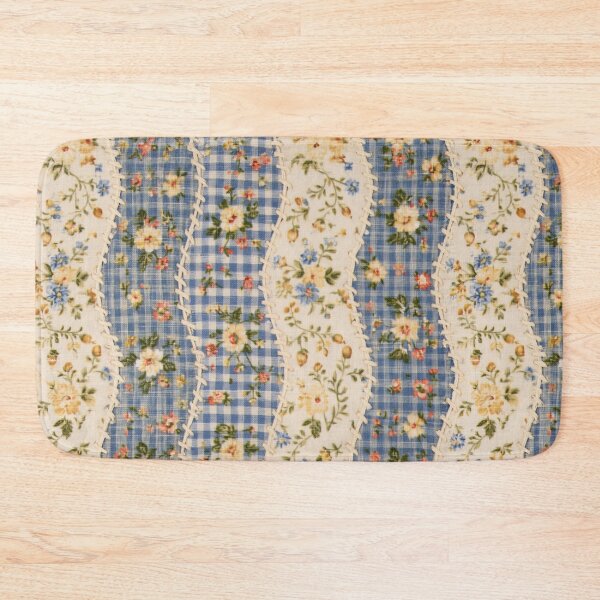 Item preview, Vintage Blue & Cream Floral Patchwork Quilt Pattern designed and sold by Our Bible Journey.