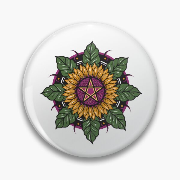 Item preview, Sun Flower And Leaf Mandala Sunflower Pentagram designed and sold by Skidipap-art.