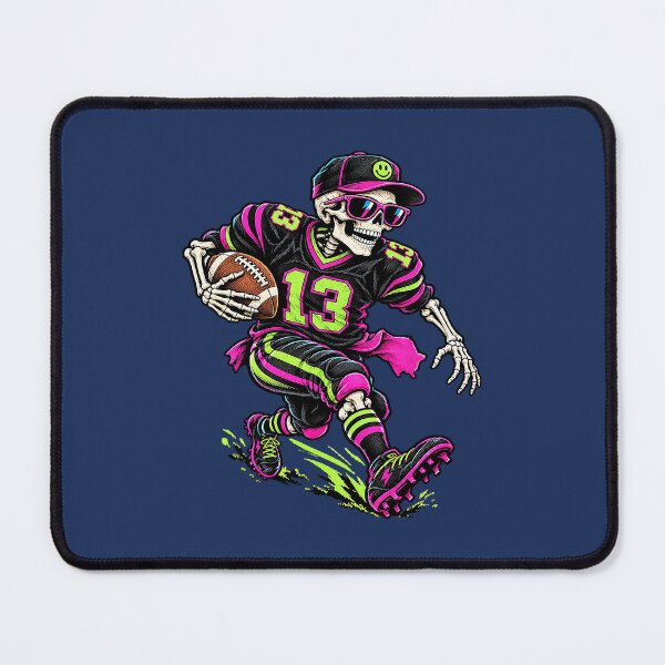 Item preview, Funny Skeleton Playing Football Halloween Neon Spooky Season designed and sold by Endless7Art.