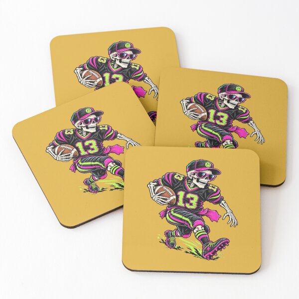 Item preview, Funny Skeleton Playing Football Halloween Neon Spooky Season designed and sold by Endless7Art.
