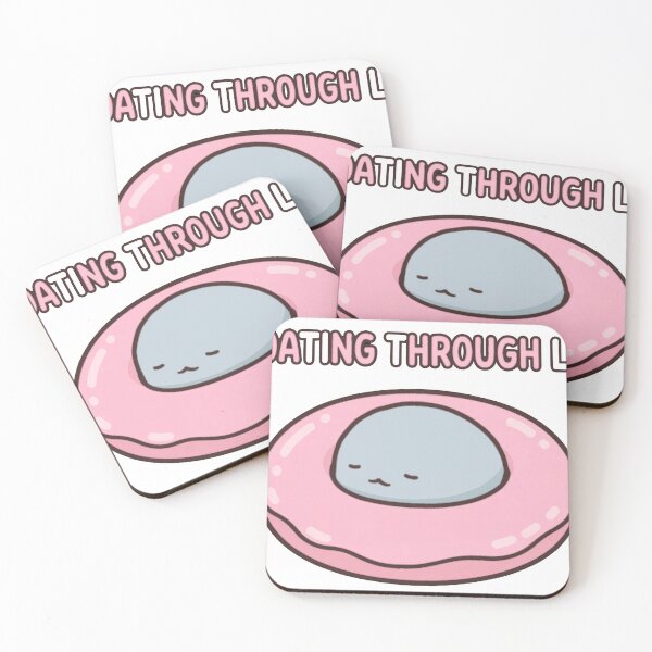 Item preview, Cute Chibi Manatee Donut Floatie Floating Through Life Affirmation Sticker designed and sold by xiaoxiaochibi.
