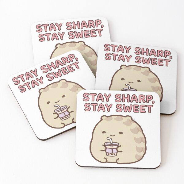 Item preview, Cute Chibi Pangolin Boba Tea Stay Sharp Stay Sweet Sticker designed and sold by xiaoxiaochibi.