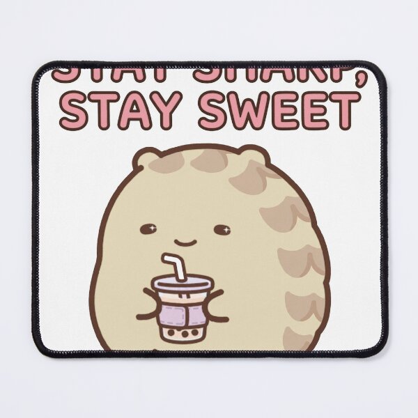 Item preview, Cute Chibi Pangolin Boba Tea Stay Sharp Stay Sweet Sticker designed and sold by xiaoxiaochibi.
