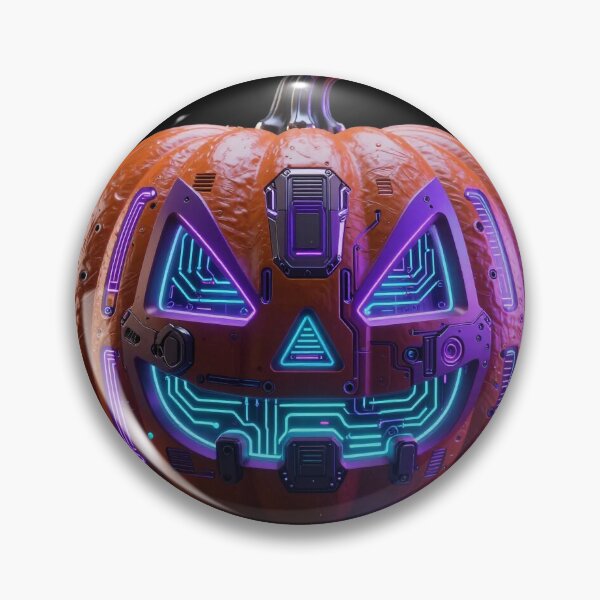 Item preview, Cyberpunk Neon Jack O Lantern Halloween Gamer Art designed and sold by Thompika.