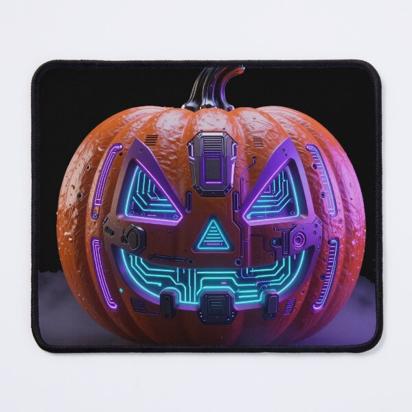 Item preview, Cyberpunk Neon Jack O Lantern Halloween Gamer Art designed and sold by Thompika.