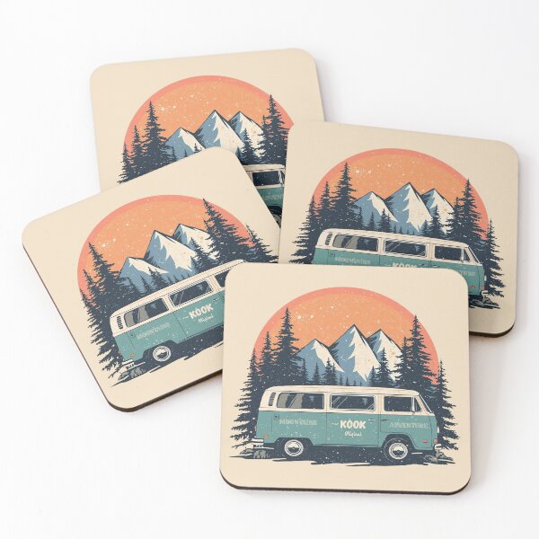 Item preview, Vintage Camper Van Mountain Sunset Adventure designed and sold by KookArt.