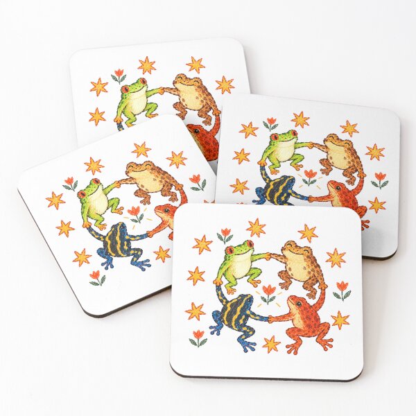 Item preview, Colorful Frog Circle Dance Folk Art Amphibian designed and sold by Moizento.