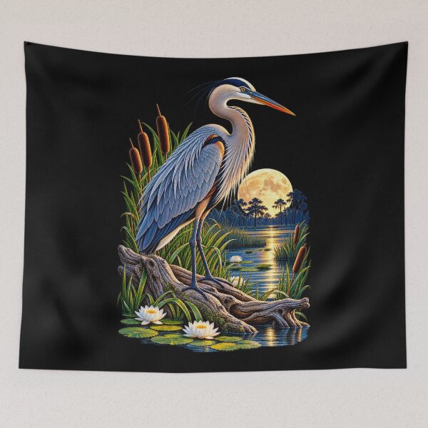 Item preview, Heron Beneath Moonlight designed and sold by RockitBaby.