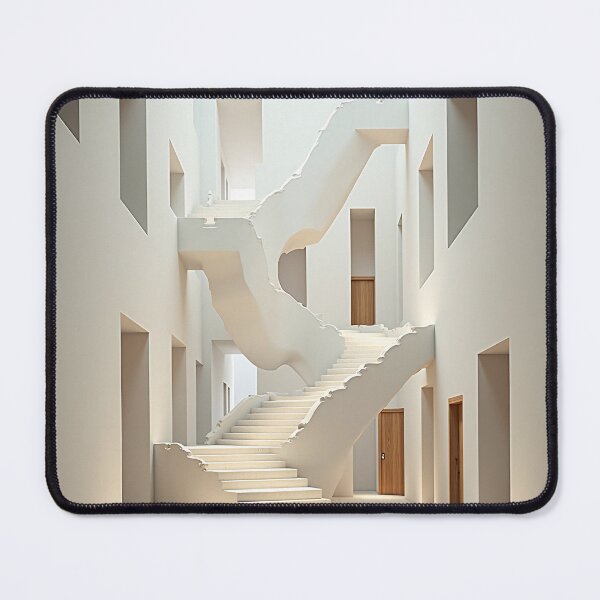 Item preview, Minimalist Surreal Architecture Staircase Interior Art designed and sold by profustock.