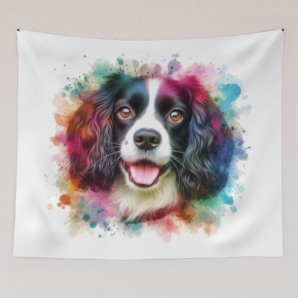 Item preview, Colorful Cute English Springer Spaniel Watercolor Portrait designed and sold by MaedK.