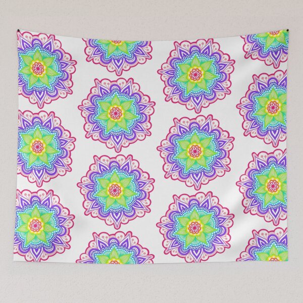 Item preview, Neon Summer Flower Doodle Mandala designed and sold by FioreDiCiliegio.